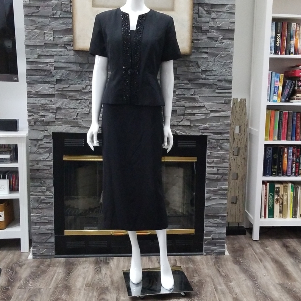 Karen Kwong dress with attached beaded jacket.